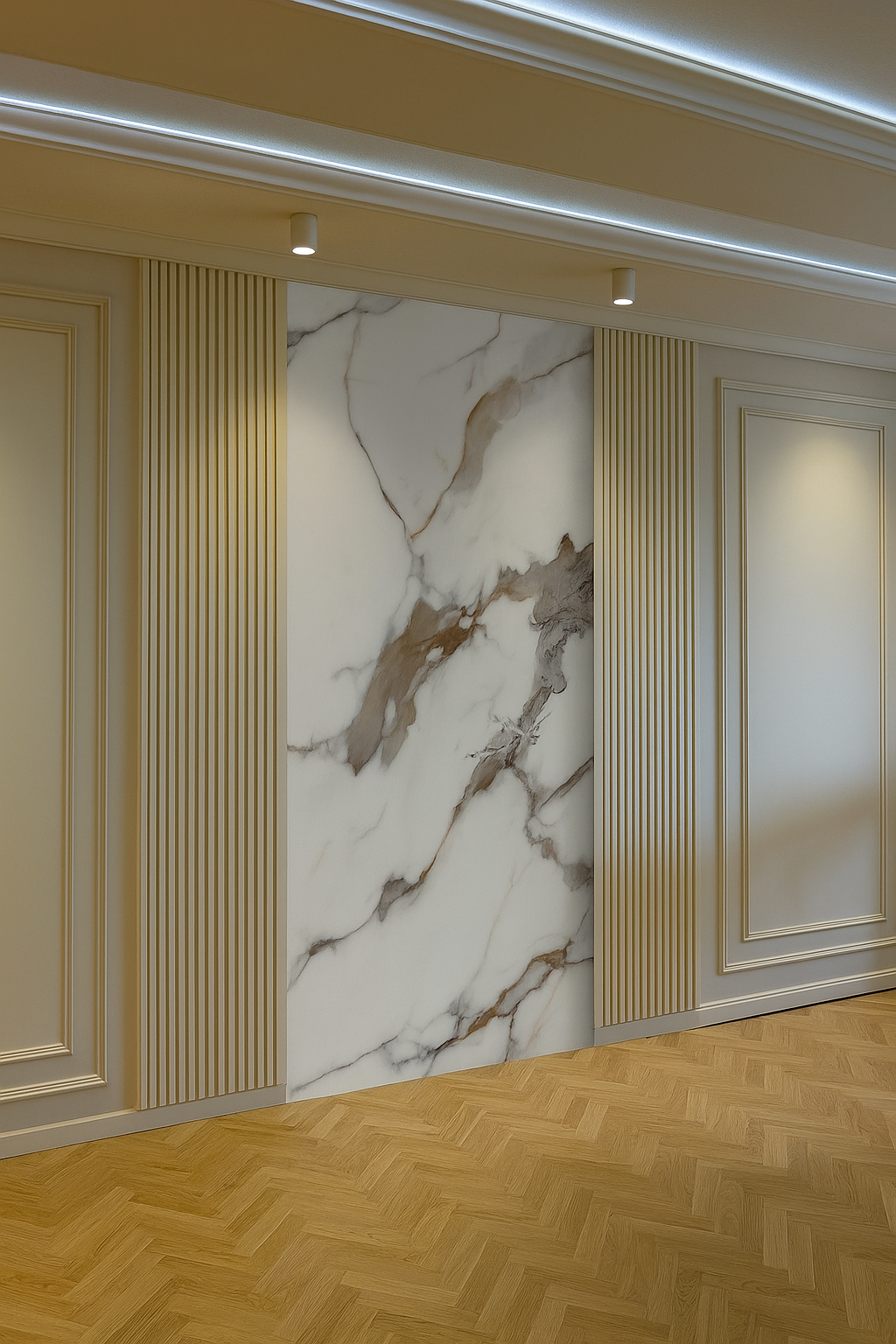 Wall with marble effect panel Tenerife decostone surfaces