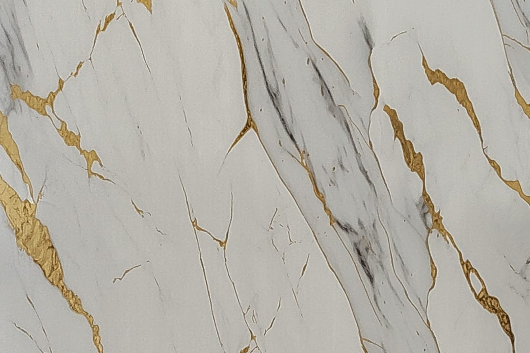 Eco-stone wall panel Monticello design, classic marble look, waterproof & sustainable.