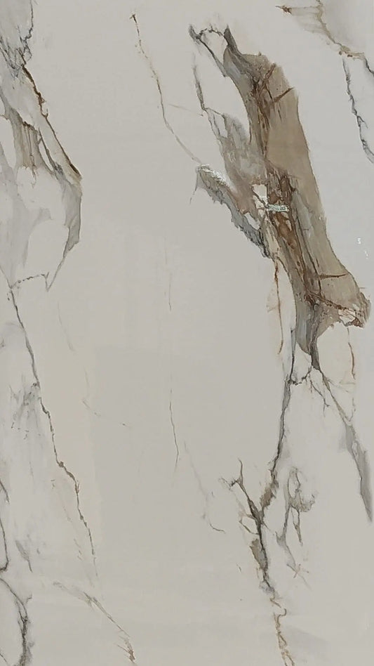 Imperial White Luxury Wall Panel | White with Bronze Smokey Veins | Warm Sophistication | Tenerife - DecoStone Surfaces